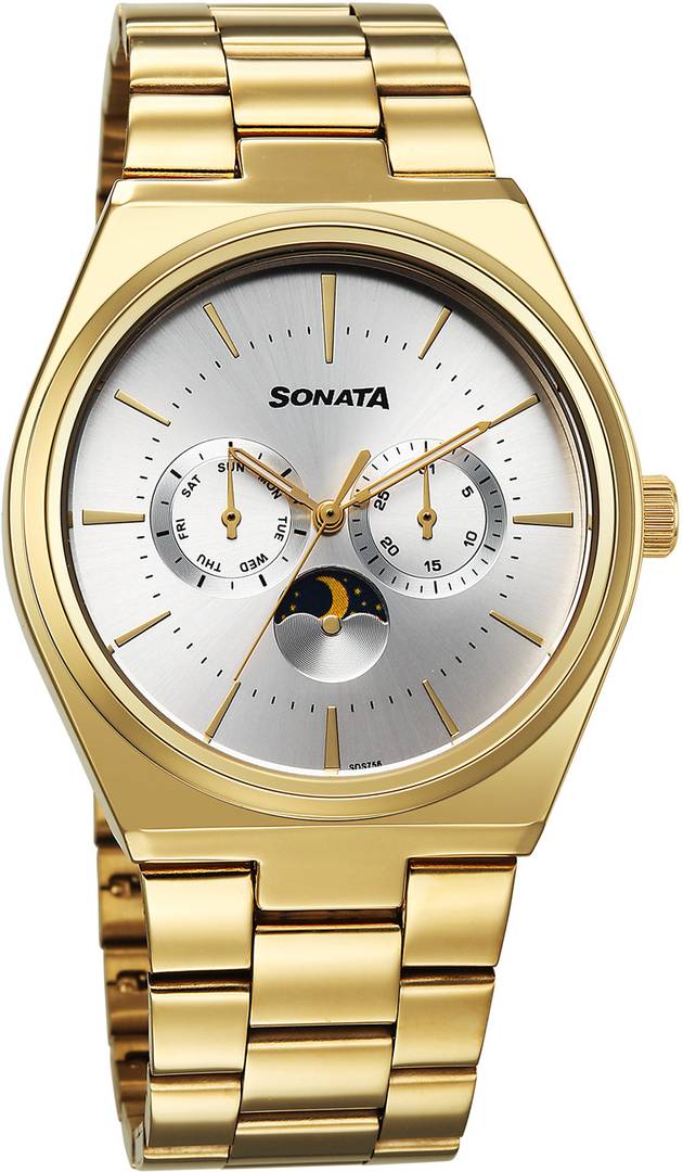 sonata festive 2 0 quartz silver round dial men s watch analog men