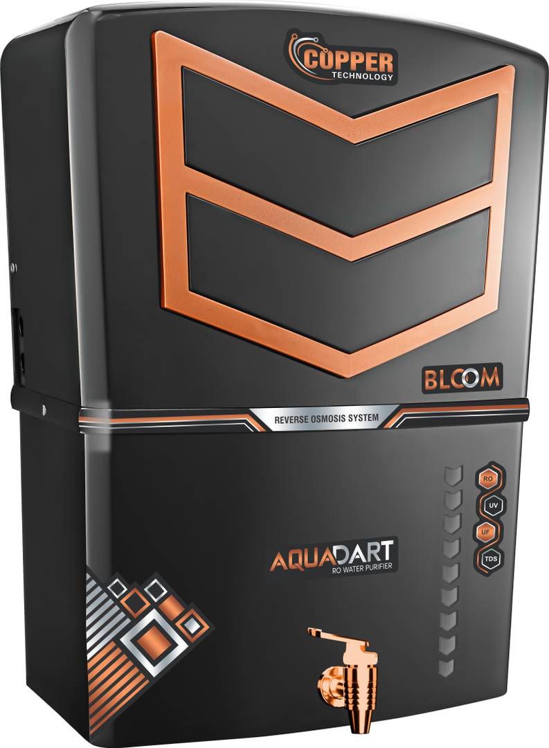 AquaDart Ro Water Purifier With Copper Charge Technology Black 12 L RO + UV + UF + Minerals + Copper Water Purifier Black