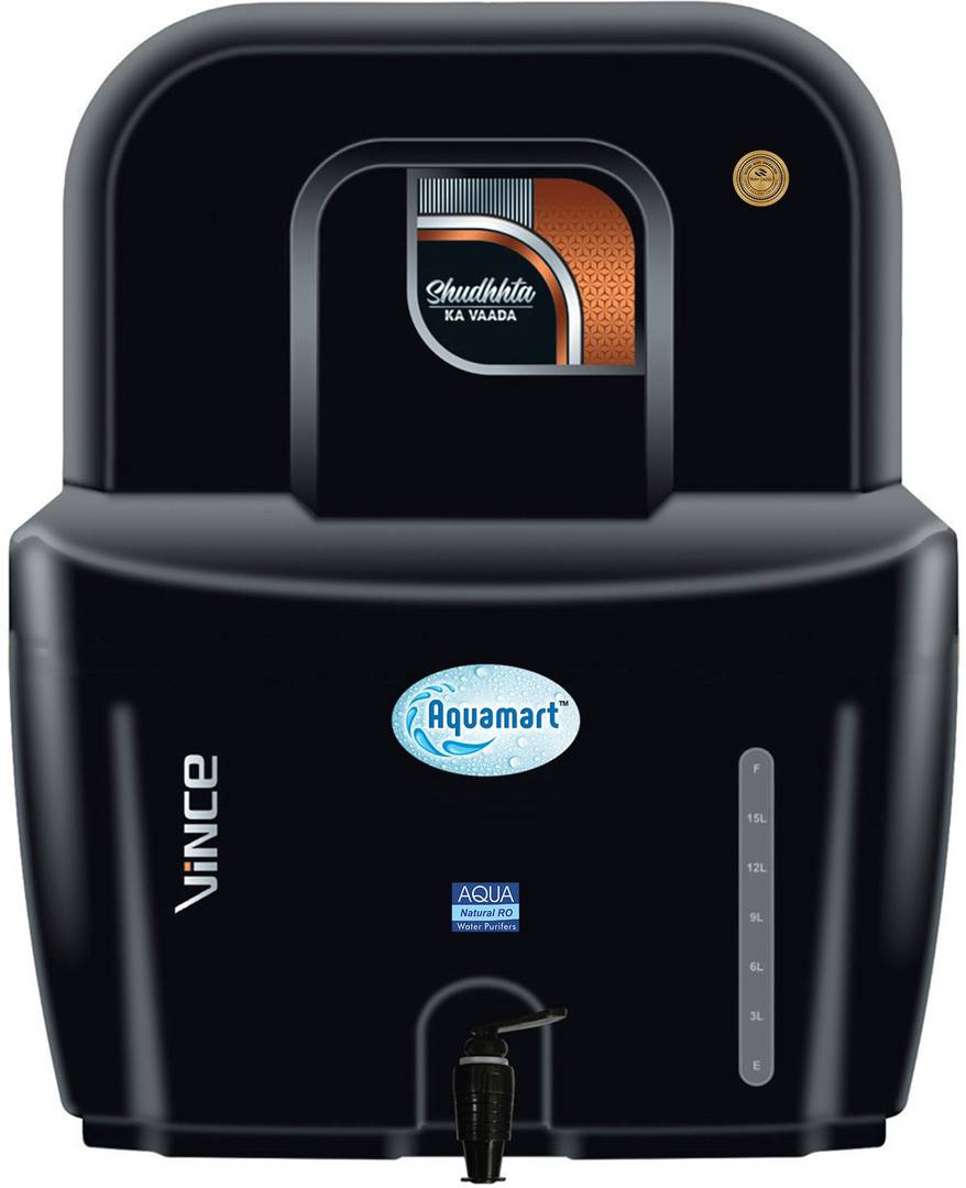 Aquamart UV water purifier with Active Copper 12 L UV + UF Water Purifier NO RO, NO Booster Pump, NO Membrane, No Taste Change, NO TDS Reduction Black