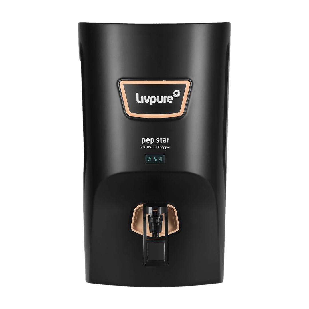 LIVPURE LIV-PEP-STAR-COPPER 7 L RO + UV + UF + Copper + Minerals Water Purifier Black