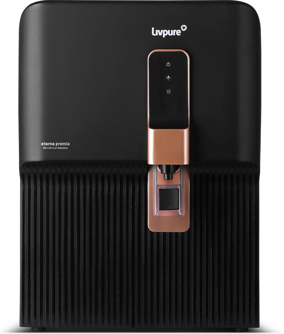 livpure liv eterna premia 7 l ro uf uv copper alkaline mineralizer water purifier no service cost 2 years 10 stage advanced purification suitable all borewell tanker municipality