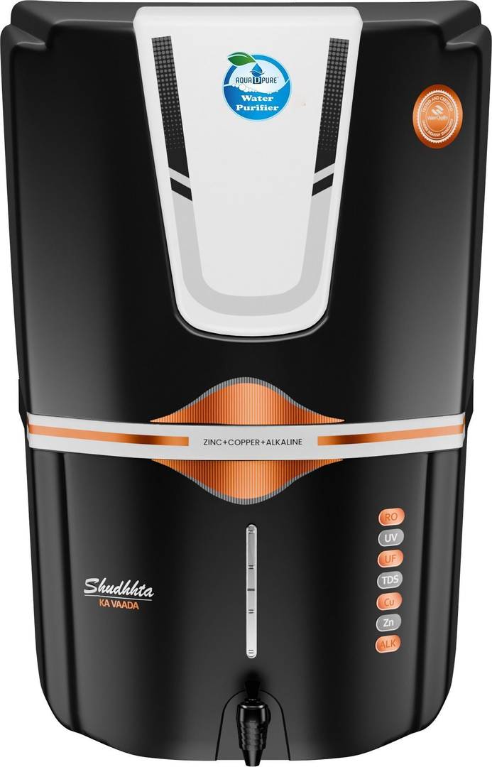 AquaDpure 4x Technology with Zinc Copper Alkaline Purification, 10 Stage RO Water Purifier 12 L RO + UV + UF + TDS Water Purifier&nbsp;&nbsp;(Black)