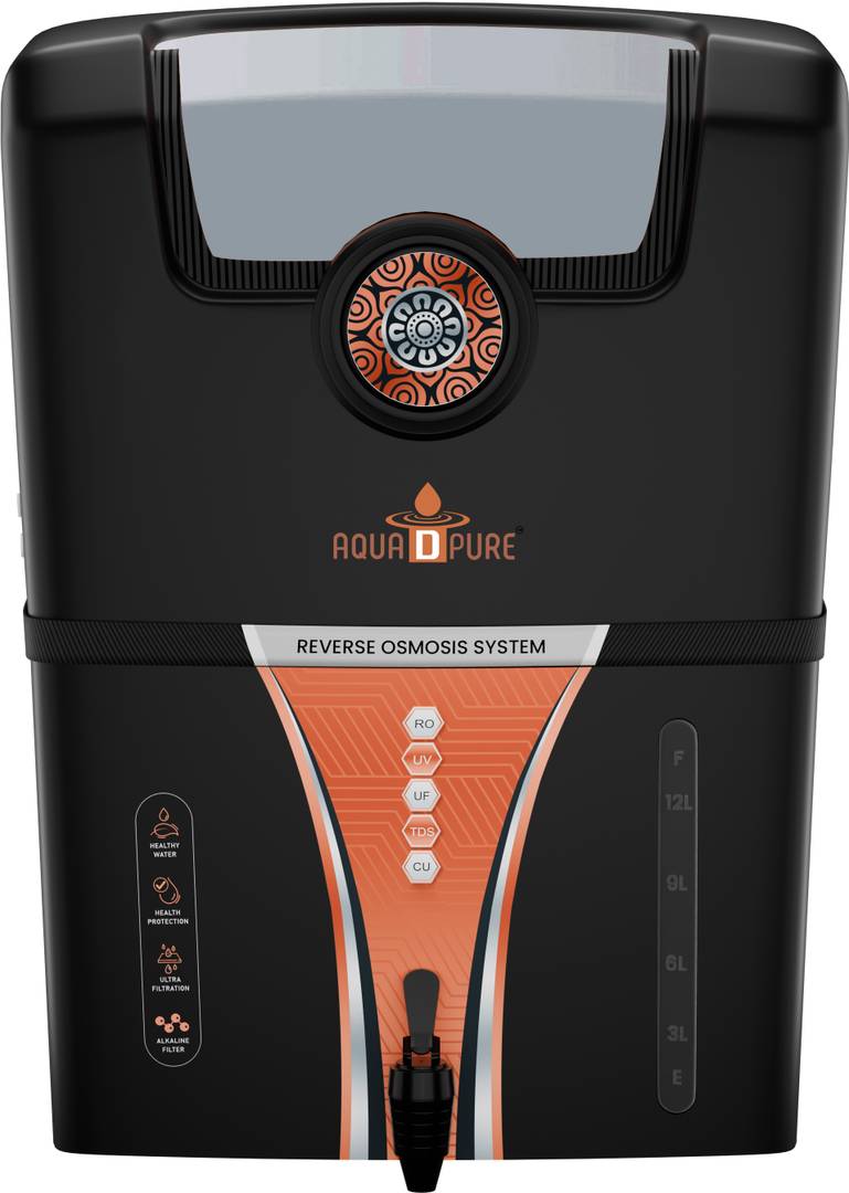 AquaDpure Copper Alkaline RO Water Purifier, 8 Stage Purification 12 L RO + UF + Minerals + Alkaline Water Purifier&nbsp;&nbsp;(Black ,Q09 Silver Copper Alkalin
