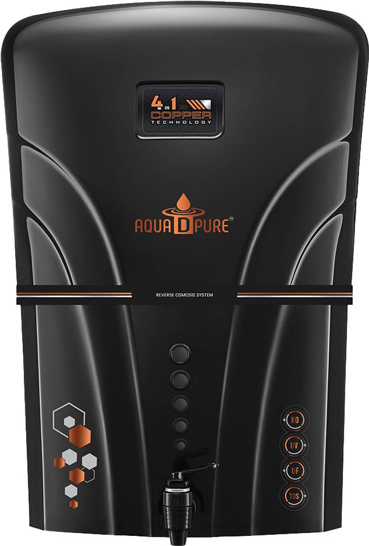 AquaDpure Copper Charge Technology black for Home and Office 12 L RO + UV + UF + Copper + TDS Control Water Purifier ?S14 Enclosed Copper Ro Black