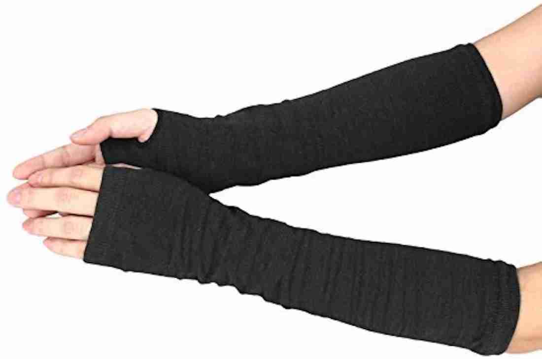 Alexvyan Knitted Woolen Warm Fingerless Gloves Winter Accessories Hand Warmer For Girls Wool Arm Warmer