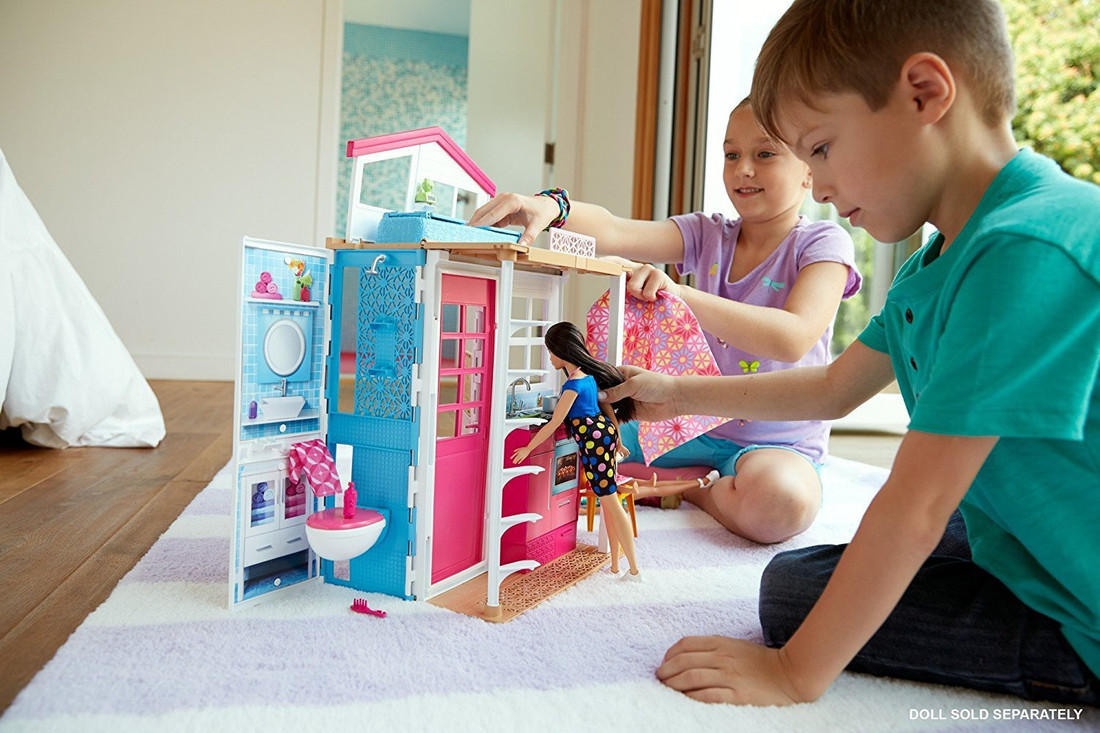 Barbie 2 story house and hotsell doll