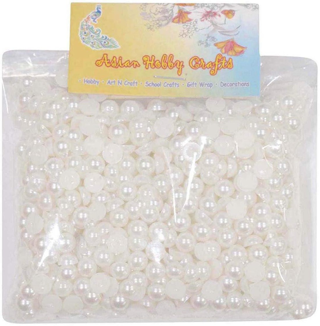 White Half Plastic Pearl Bead, White Half Round Pearl Bead