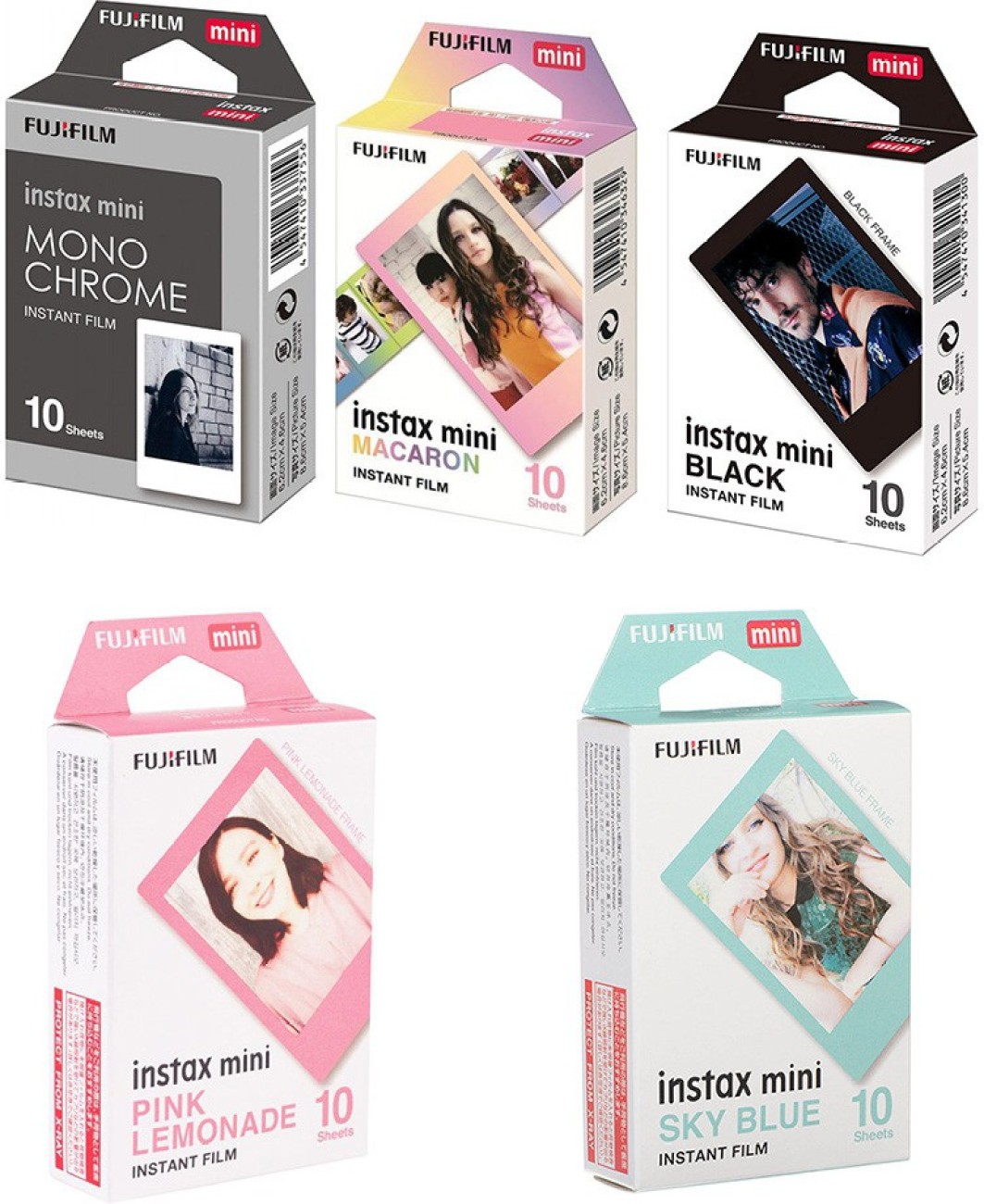 FUJIFILM Instax Mini Macaron ,Monochrome ,Black Border, Sky Blue, Pink  Lemonade 50 Shots Instant Film Roll Price in India - Buy FUJIFILM Instax  Mini Macaron ,Monochrome ,Black Border, Sky Blue, Pink Lemonade