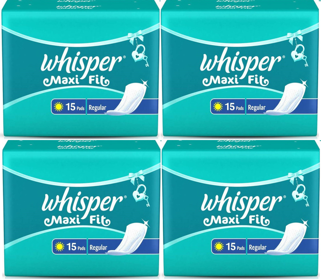whisper maxi fit regular 15 pads