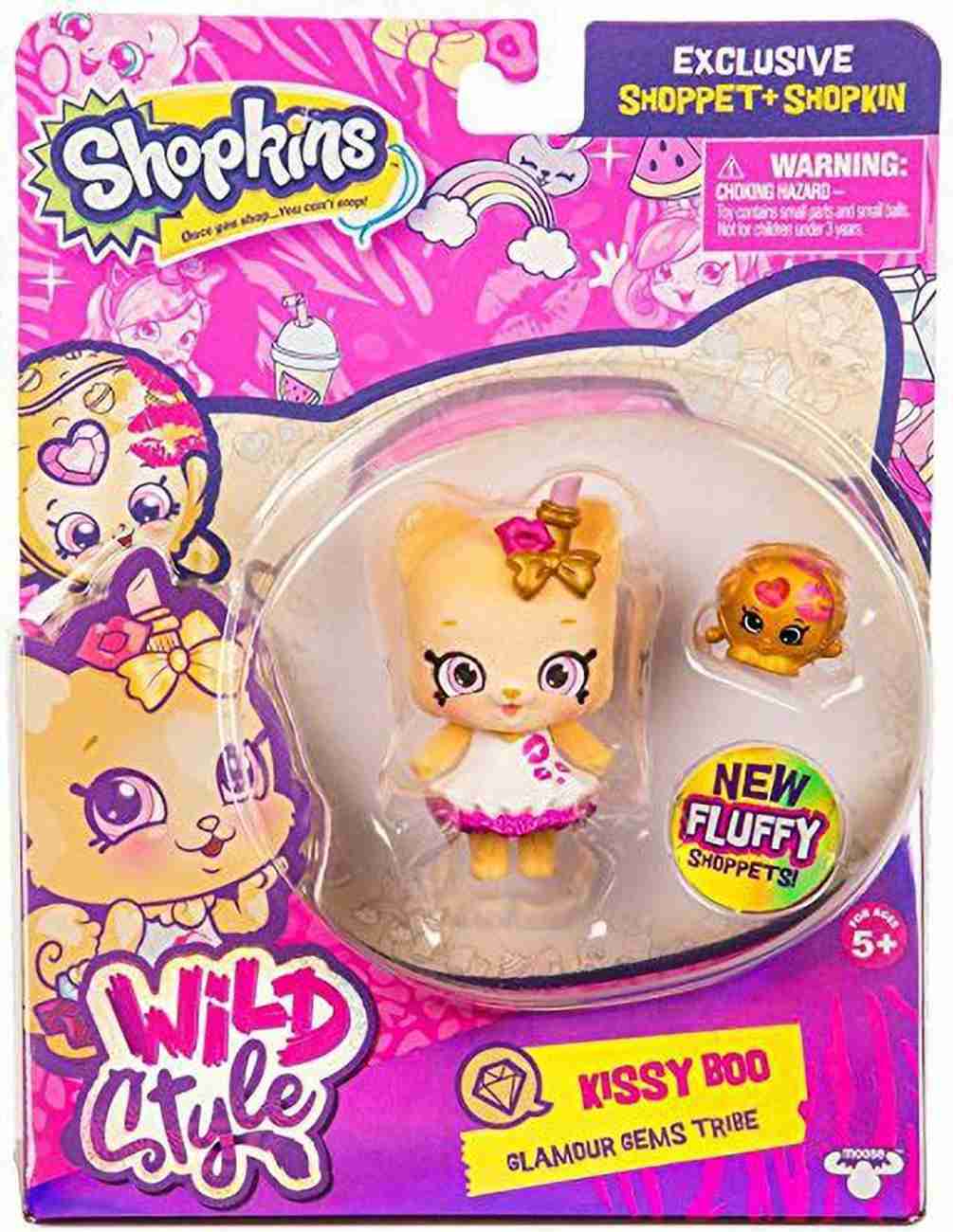 Shopkins Wild Style Kissy Boo Exclusive Shoppet and Shopkin Wild