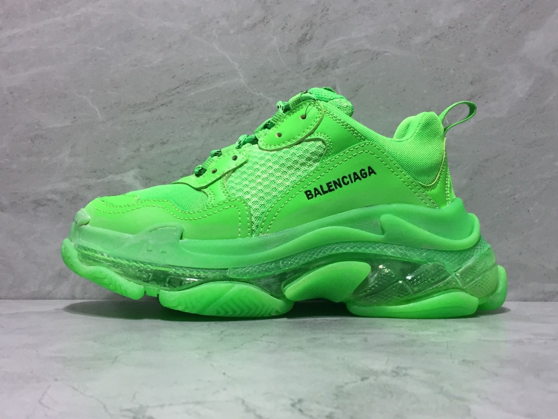 BALENCIAGA Balenciaga Triple S Neon Green Clear Sole Sneakers For