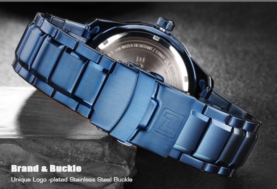 NAVIFORCE Quartz Stainless Steel business class blue Analog Watch