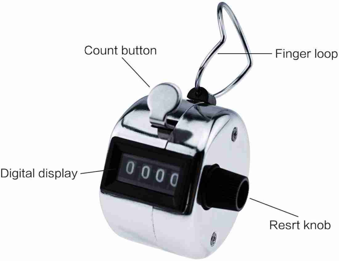 Tally counter, 4-digit clicker counter, Metal hand tally counters clicker  for counting, golf scoring(1pcs, silver) 