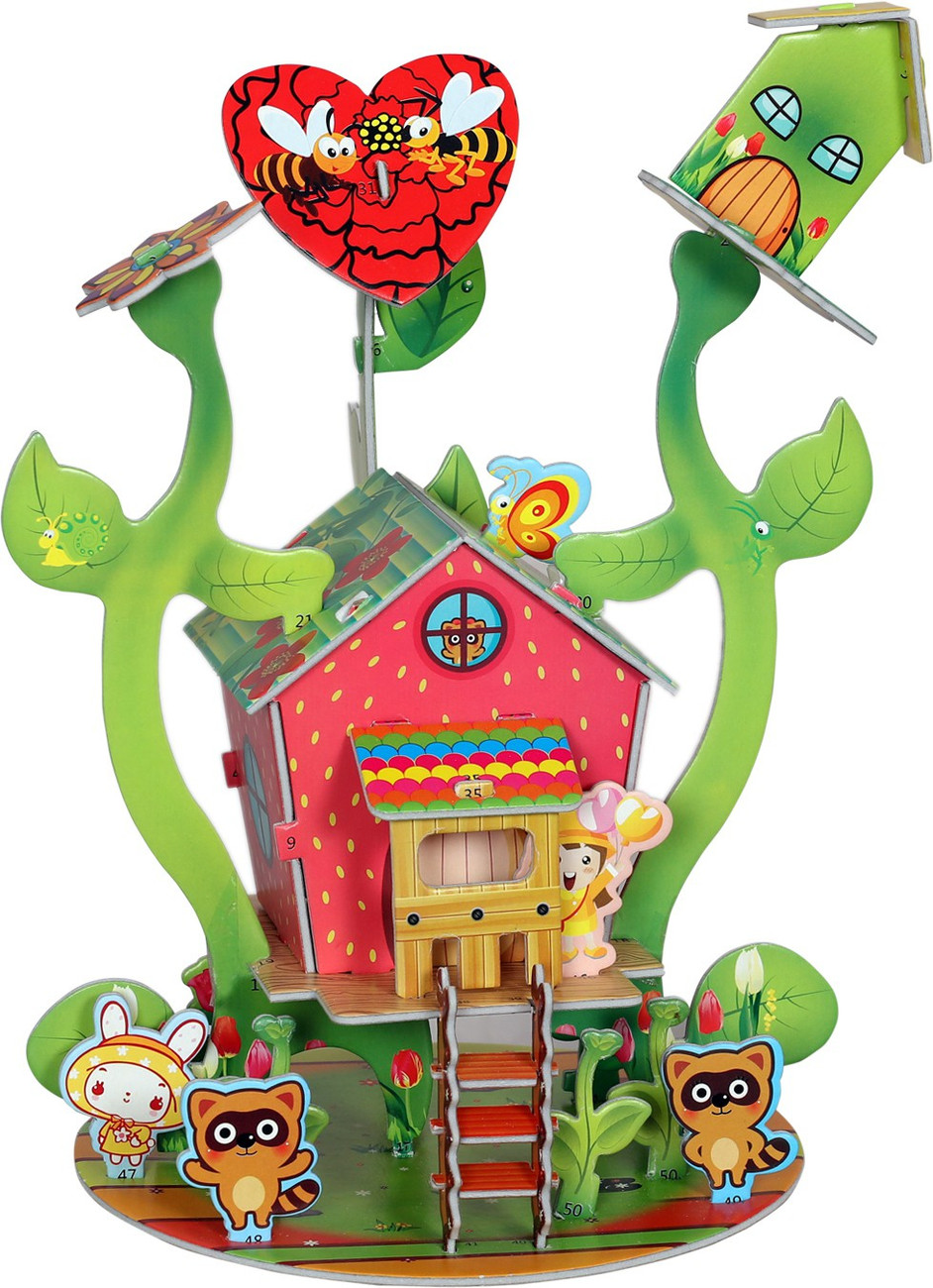 Paxidaya Cardboard Puzzle Game Doll House For Child Cardboard