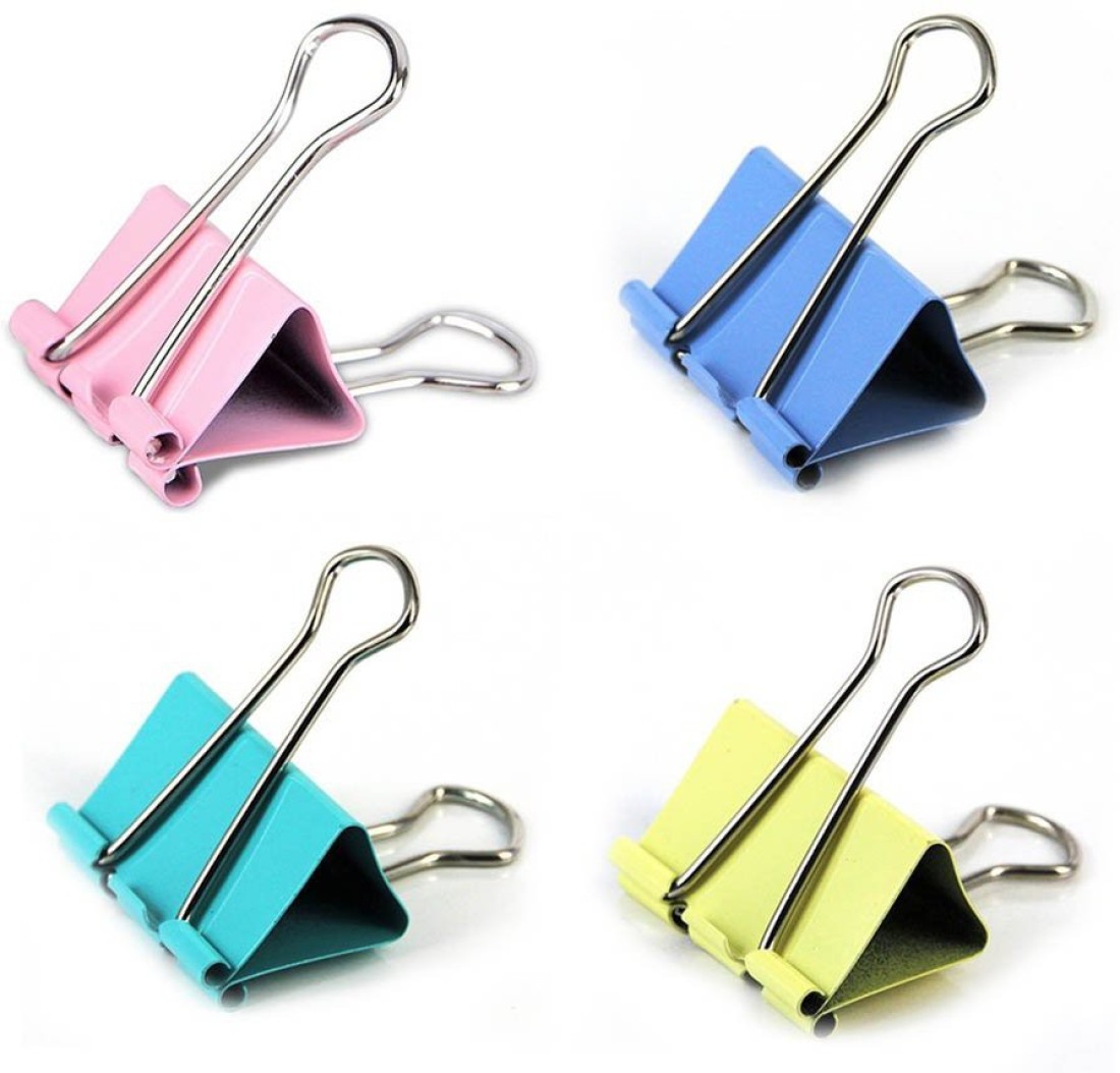 Hemi Colour Binder Clips -19mm,48 Pcs 19mm 48 pcs Steel & Plastic Binder  Clips