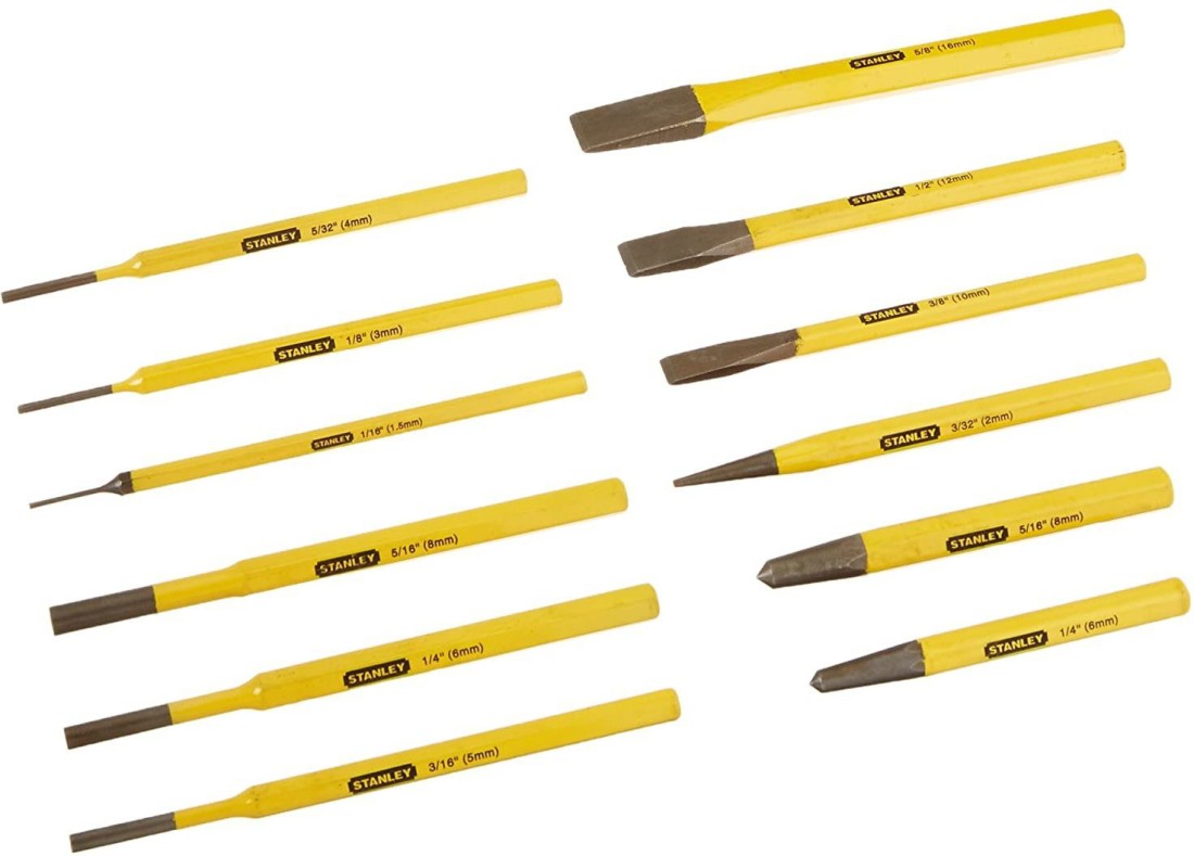 STANLEY 16-299 12 Piece Pin Punches and Cold Chisel Set Paring Chisel Set  Price in India Buy STANLEY 16-299 12 Piece Pin Punches and Cold Chisel Set  Paring Chisel Set online at