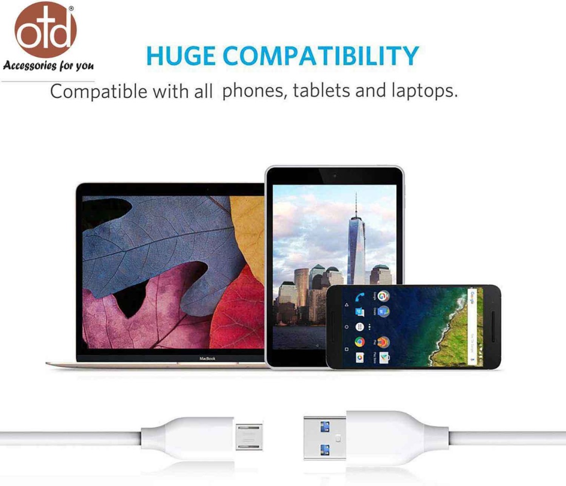 ऑट Fast Charging Adapter with Fast USB Data Cable (Compatible only with Micro  USB Smartphones) मोबाइल चार्जर - OTD 