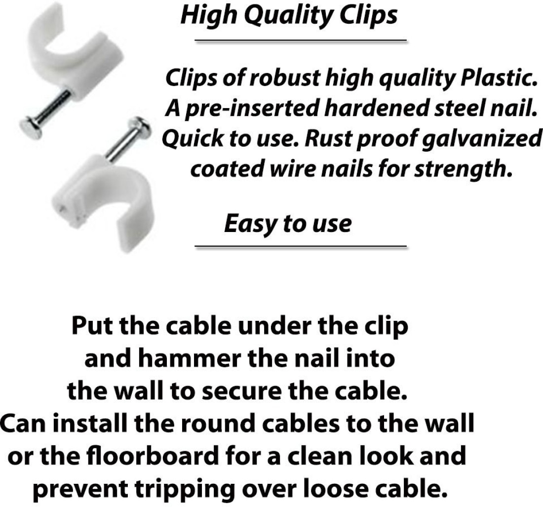 Buy Hi-Plasst Circle Cable Wire Fastener Clips With Metal Nails 4