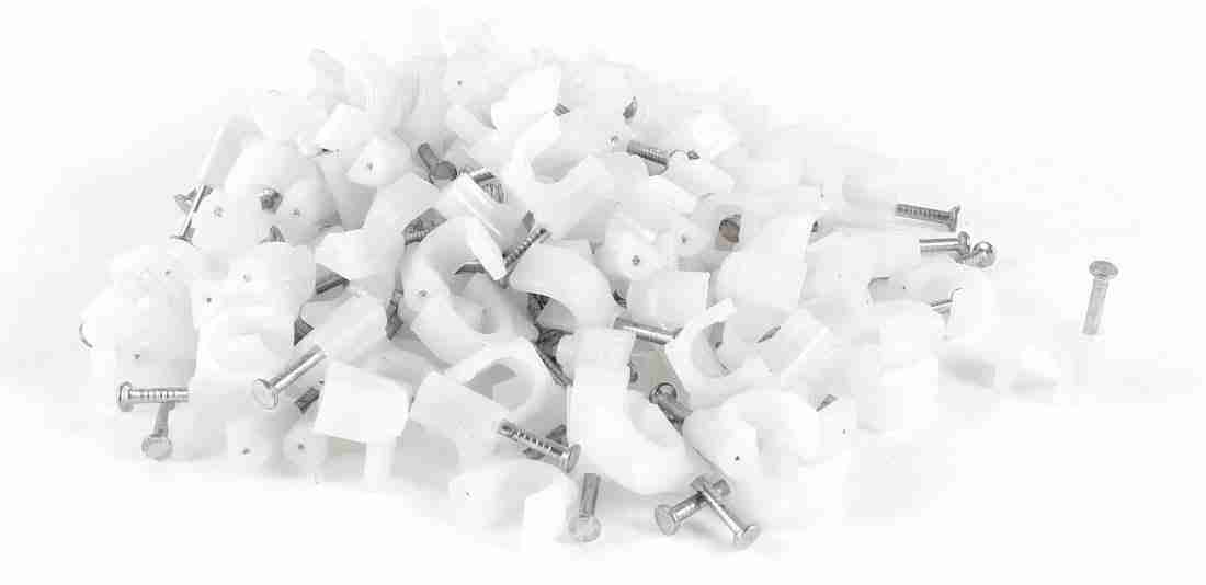 INDRICO® Hardware Circle Wire Cable Clips with Steel Nails PVC White (Pack  of 100) (4 MM) - INDRICO®