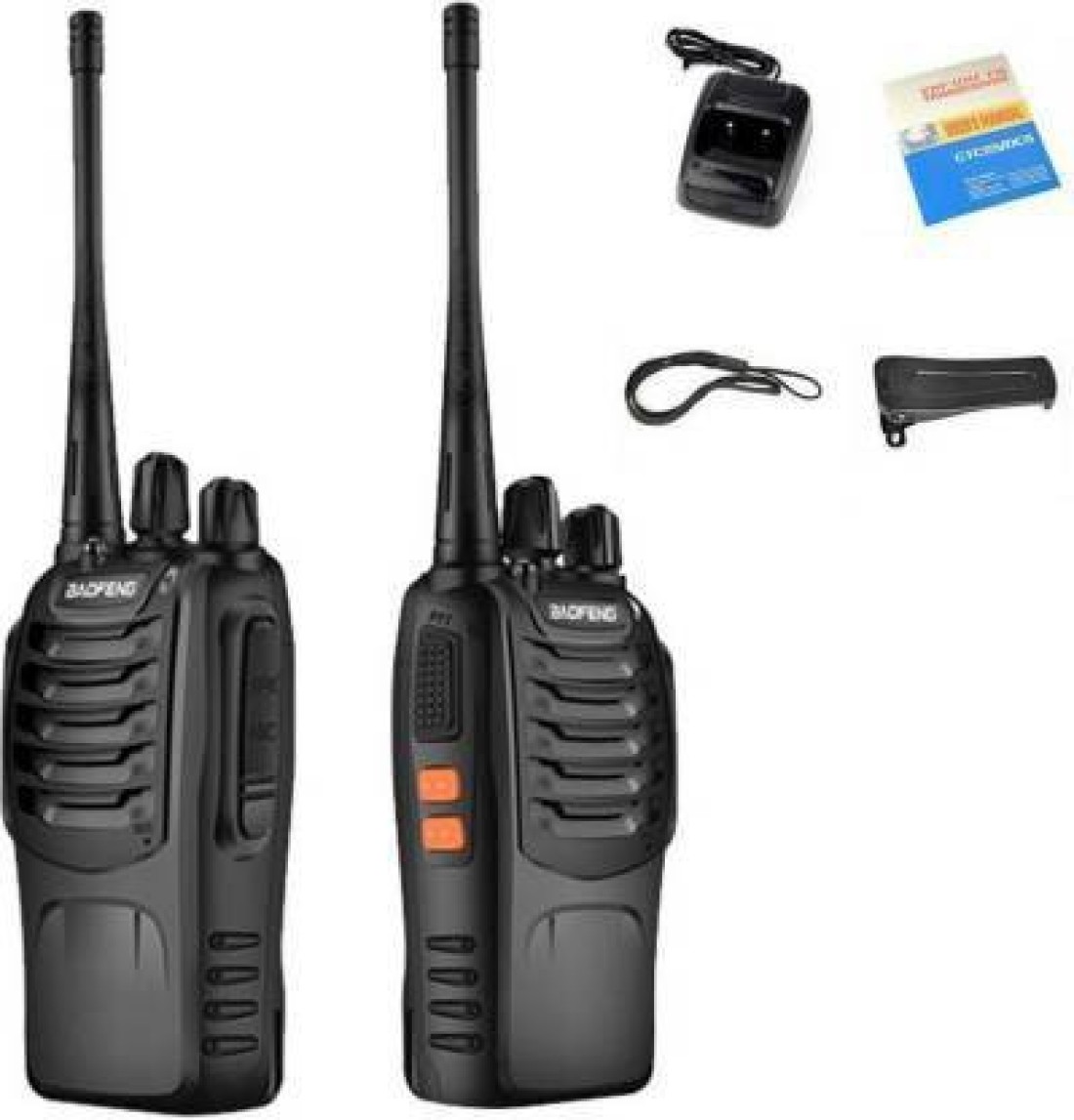 Maizic Walkie Talkie UHF Emergency Alarm, Flash Light, Long Range  Communication (Black)