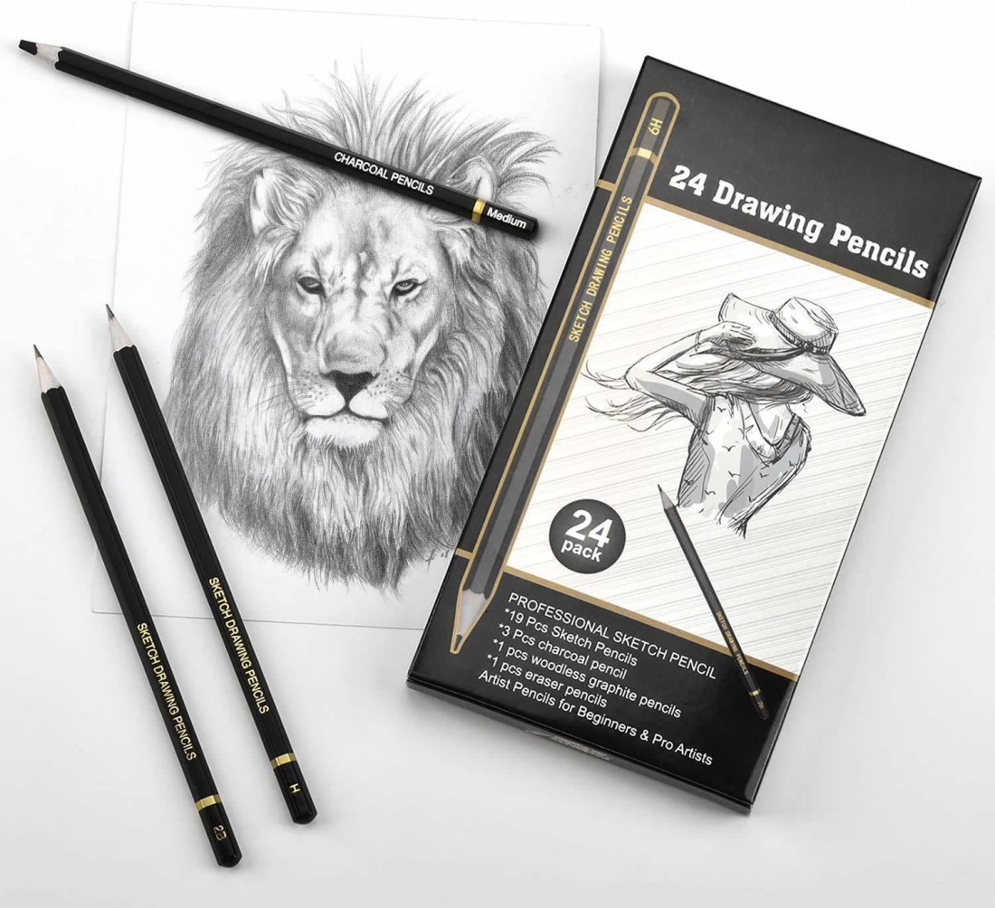 Definite Art Professional Drawing Sketching Pencil Set;  Degree Grade Pencils- 14B, 12B, 10B, 9B, 8B, 7B, 6B, 5B, 4B, 3B, 2B, B, HB,  F, H - 9H, Graphite Shading Pencils