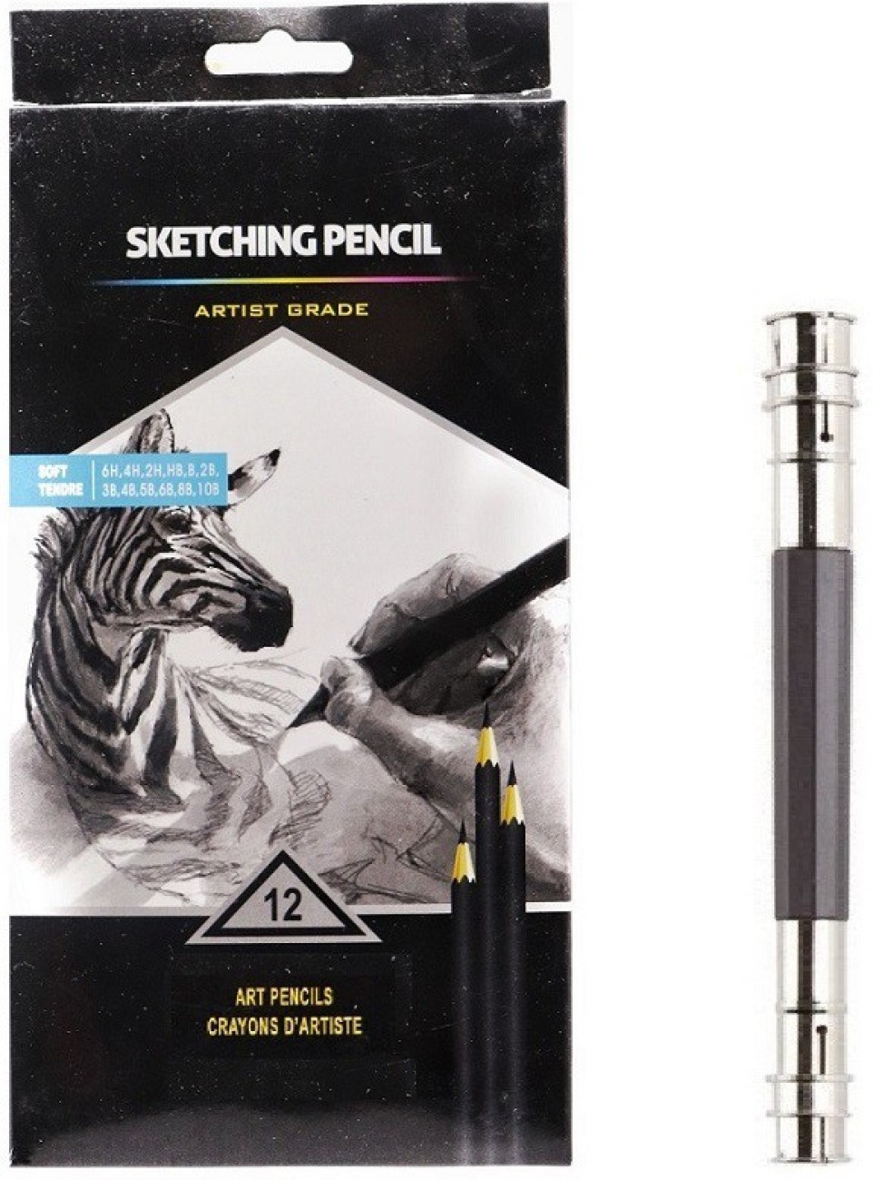 Definite Art Graphite Professional Drawing Sketching Pencil  Set- Artist Grade Degree Pencils 10B, 8B, 6B, 5B, 4B, 3B, 2B, B, HB, 2H, 4H  and 6H (Pack of 12), Art Blending