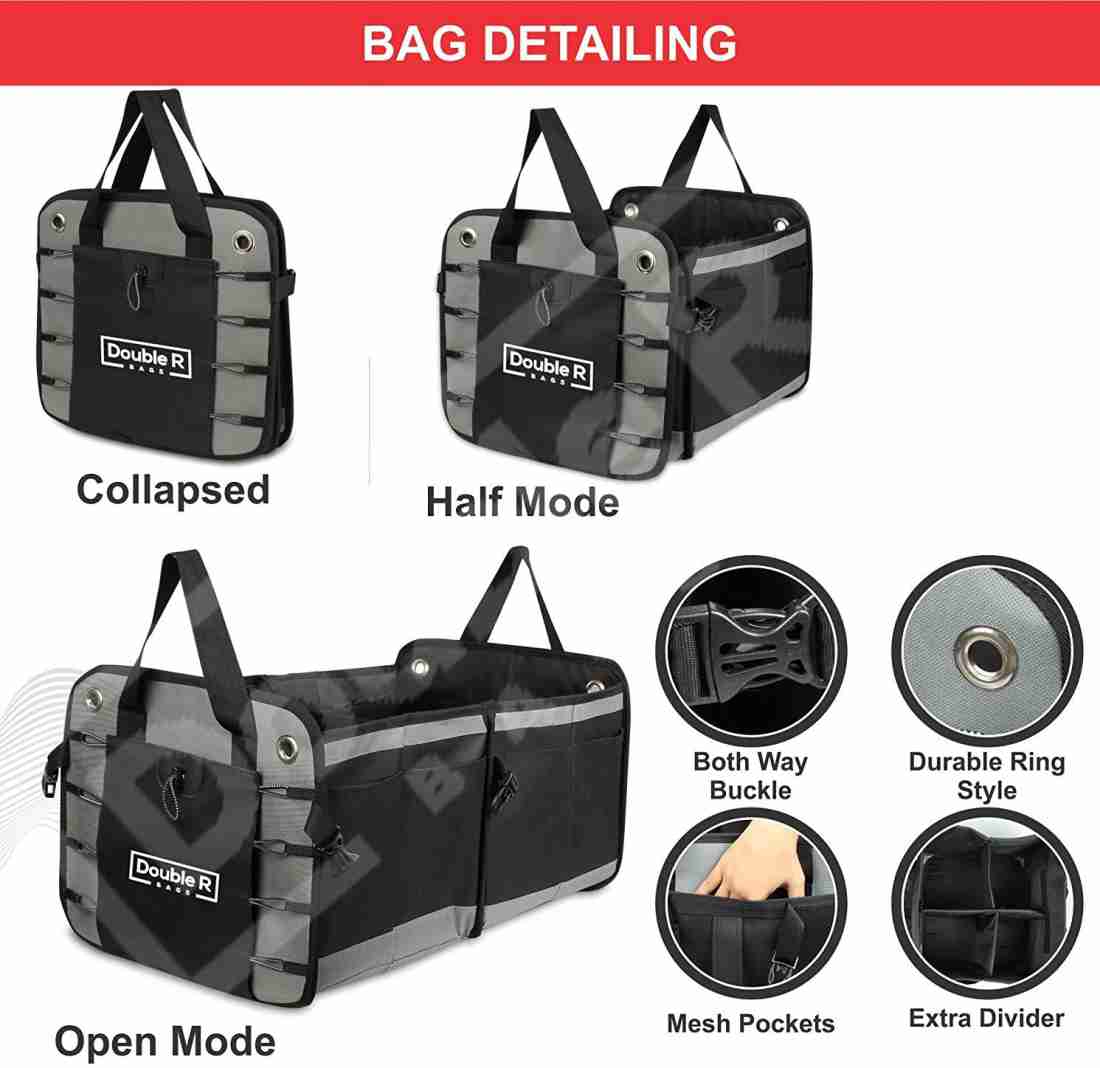 DOUBLE R BAGS Multi Compartments Collapsible Portable car Accessories for  Trunk Dicky Organizer for Garage, SUV, Cars, Minivan (Grey-Black) Trunk  Organizer Price in India Buy DOUBLE R BAGS Multi Compartments Collapsible