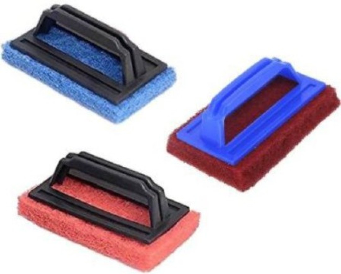 Pack of Cleaning Sponges with Handle - Abrasive Pads, Cleaning