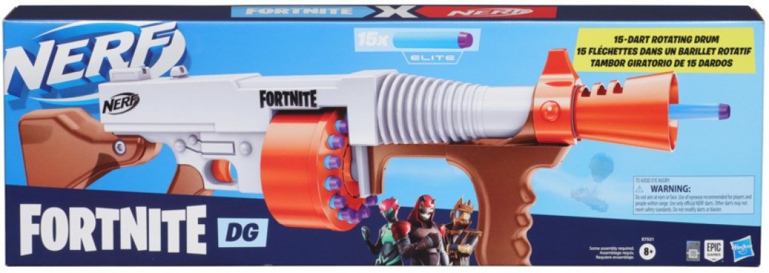 NERF Fortnite DG Dart Blaster, 15-Dart Rotating Drum, Pump Action, 15  Darts, Inspired Fortnite Video Game