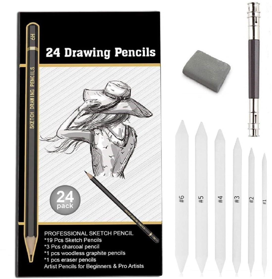 Definite Graphite Sketch Drawing Pencils- 14B, 12B
