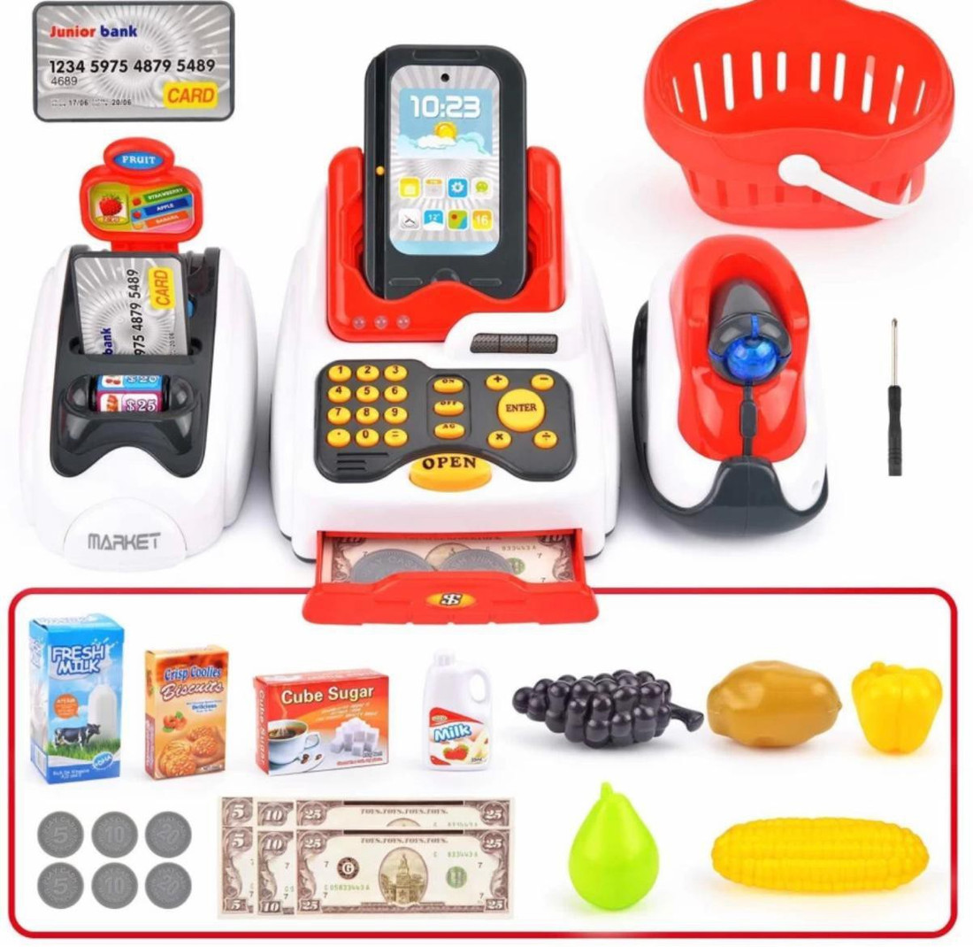 Negocio Cash Register for Kids with Checkout Scanner Fruit Card