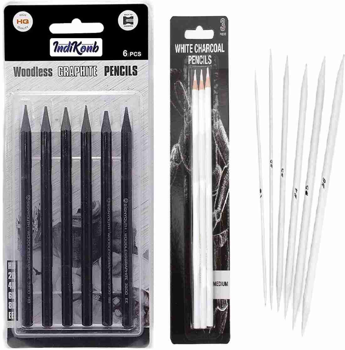 इंडिकॉन्ब Art and Craft Combo of - PENCIL - BLACK 6P  