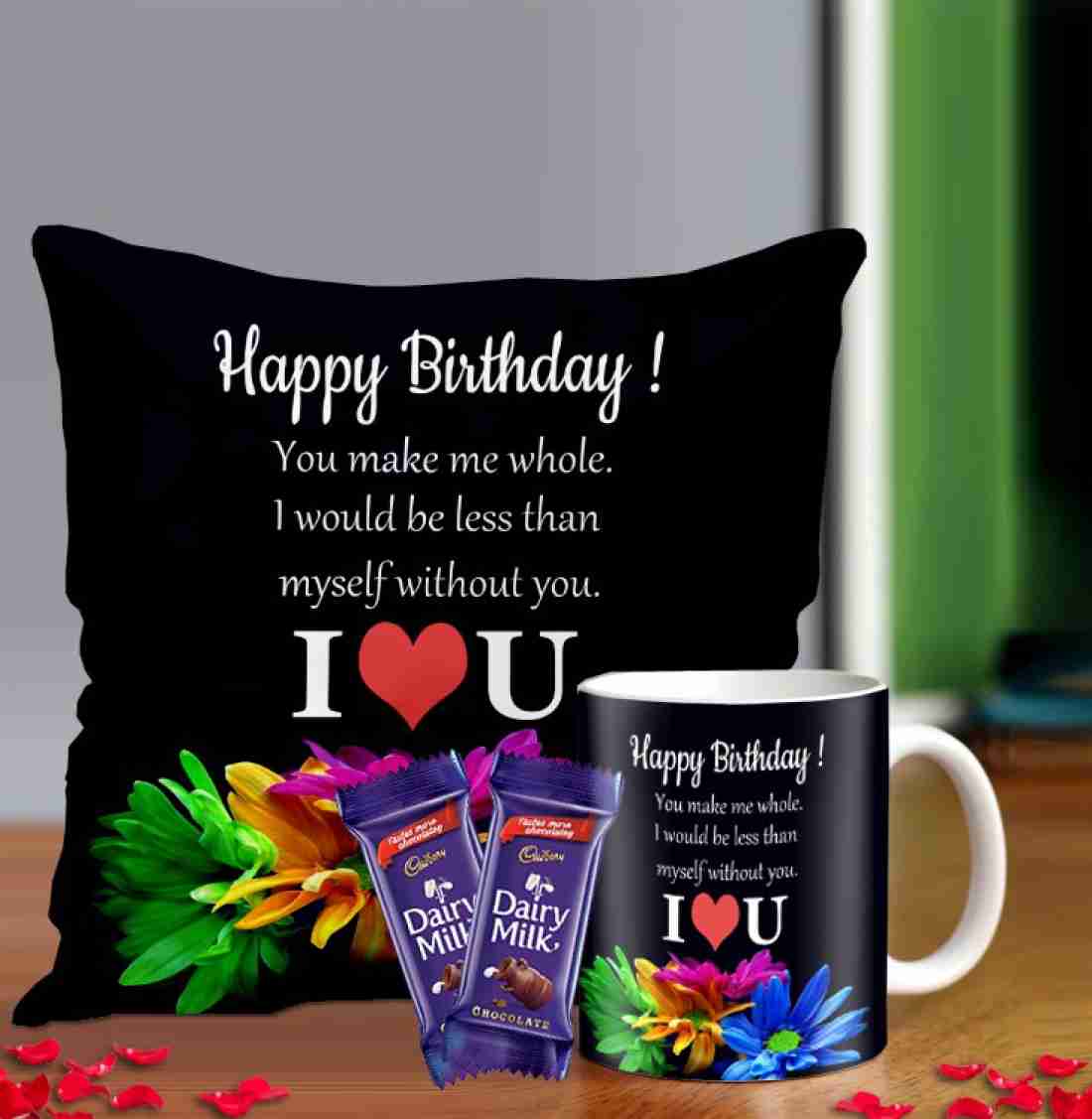 Midiron Romantic Love Gifts, Gift for Girlfriend, Gift for wife, Gift for  Husband on Birthday, Anniversary, and Valentine Day (Pack 4) ( Cushion,  Mug, Rose, Chocolate) Ceramic, Microfibre Gift Box Price in