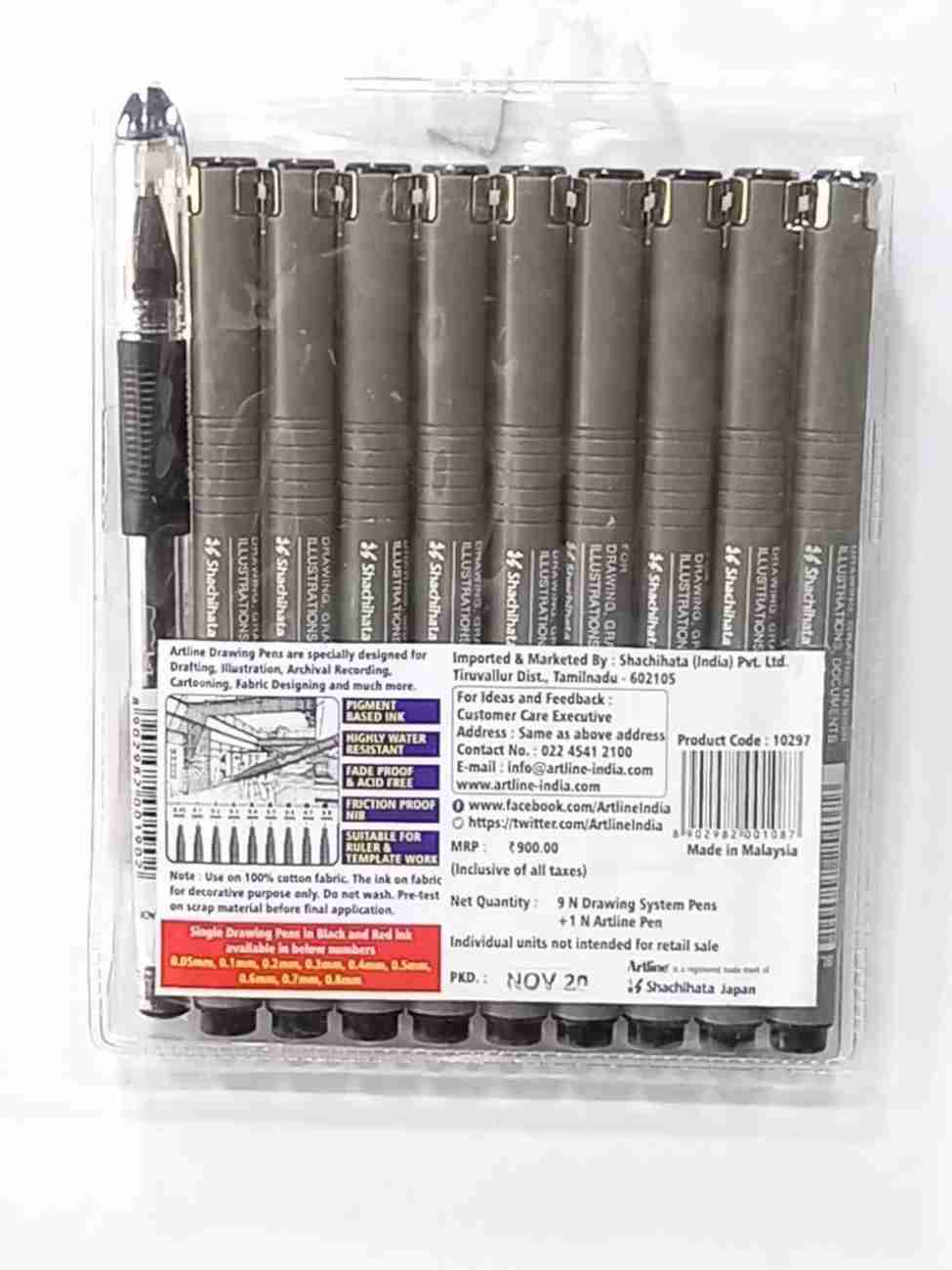 6-Count Artist Pens Set - Black ink