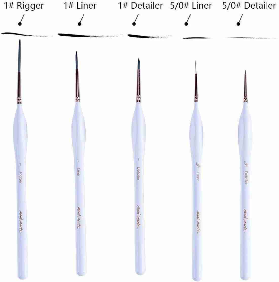 ARTTWALA BMHS0034 MONTE MARTEE WHITE HANDLE DETAIL & LINER  BRUSH SET FOR ARTISTS PAINTING SET OF 5 BRUSH (WHITE) 