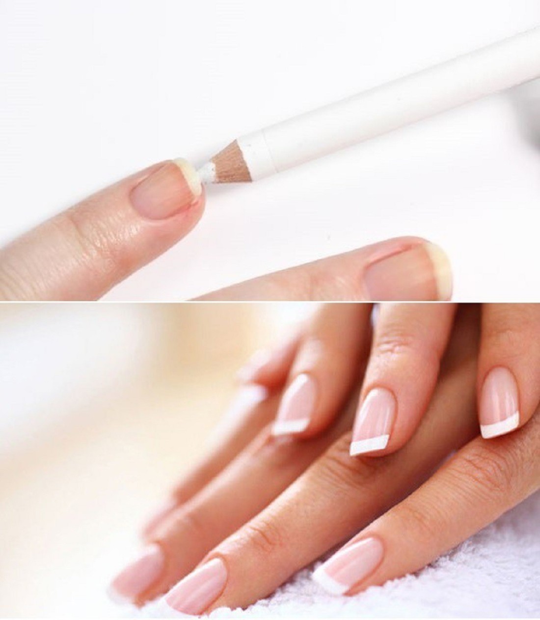 Natural French tip with pencil 