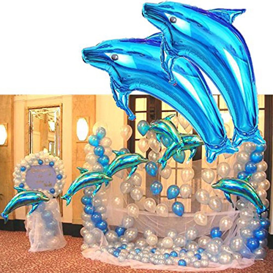 मस्ती ज़ोन प्रिंटेड Dolphin/ Fish Shape /Shark Foil Balloons for Water  Theme, and other occasions गुब्बारा - Balloon 