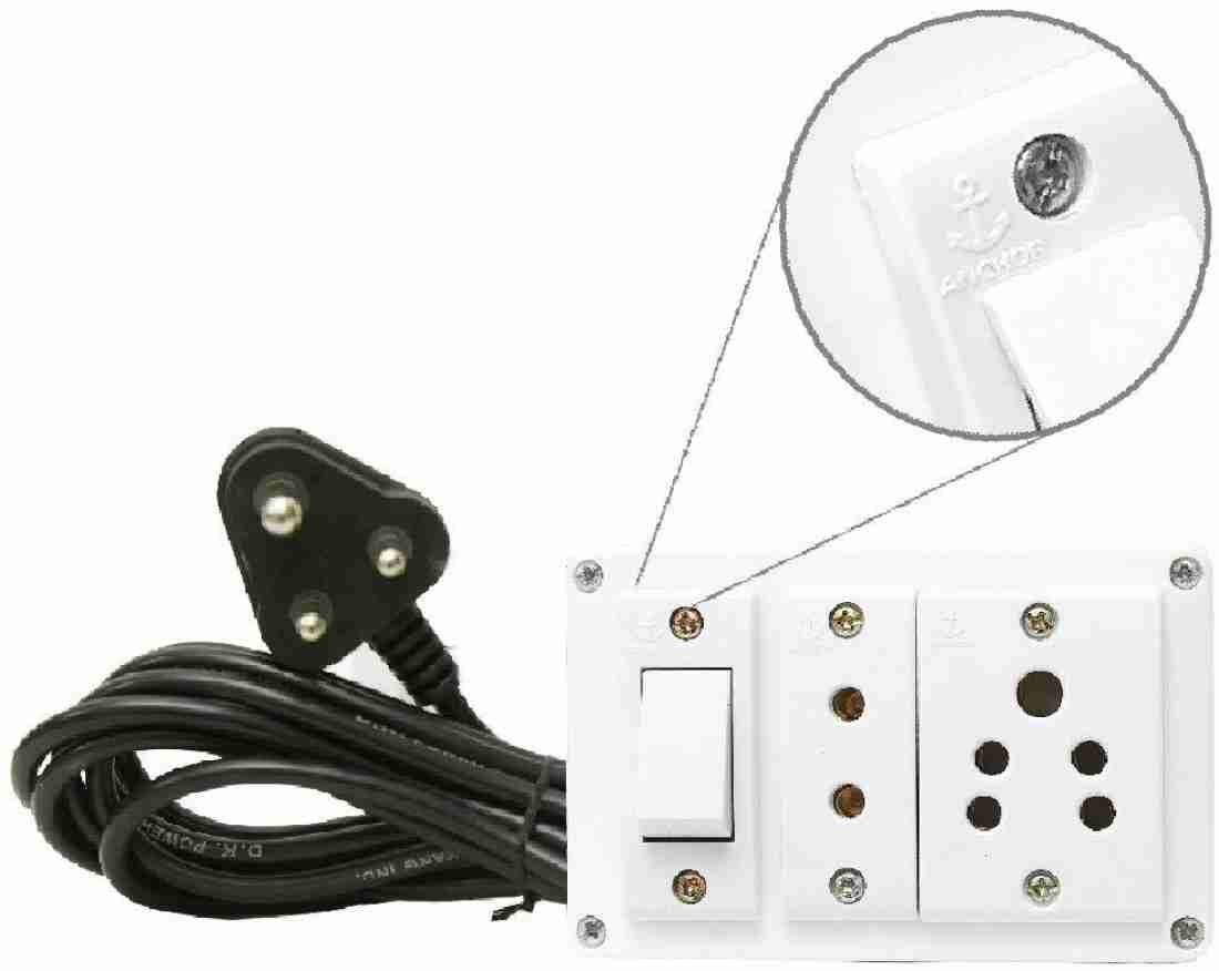 HI-PLASST 1 switch & 2 pin socket with 3 pin socket power plug 2 Socket  Extension Boards Price in India - Buy HI-PLASST 1 switch & 2 pin socket  with 3 pin