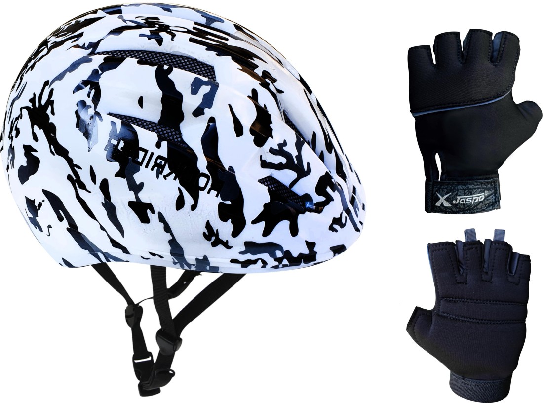 Jaspo Outdoor Sport Bicycle Cycling Helmet with Gloves for Boys and Girls - Camouflage (Small) सायक्लिंग किट