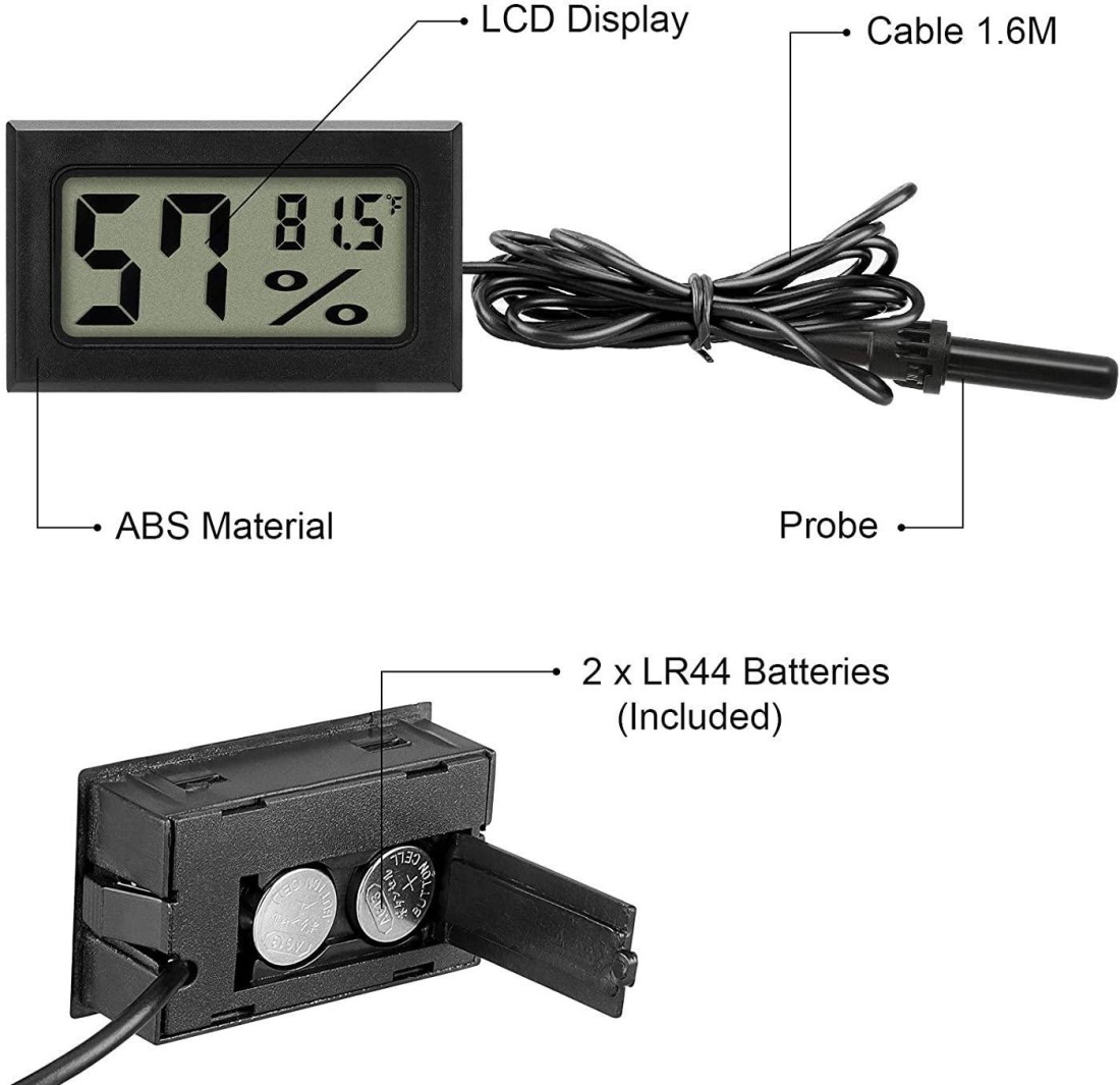 FreshDcart Measurement Room Temperature Device Meter Humidity Monitor HTC-1  Incubator with Rest Stand and Accurate Indoor LCD Thermometer Display 