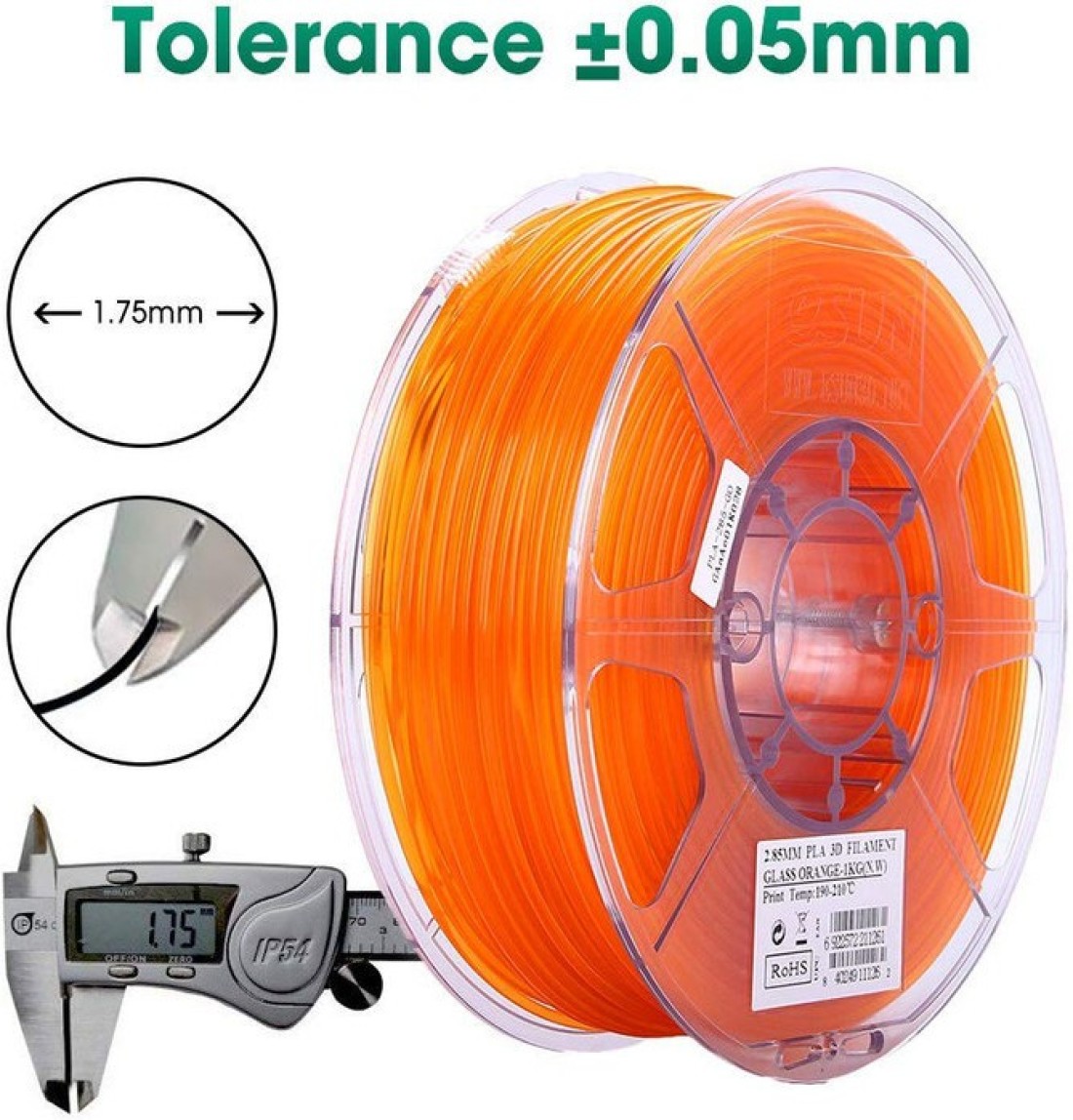 eSUN PLA 3D Transparent PLA Filament 1.75mm, Dimensional Accuracy +/-  0.05mm, 1KG (2.2 LBS) Spool 3D Printing Filament for 3D Printers and 3D  Pens, Orange Printer Filament Price in India - Buy