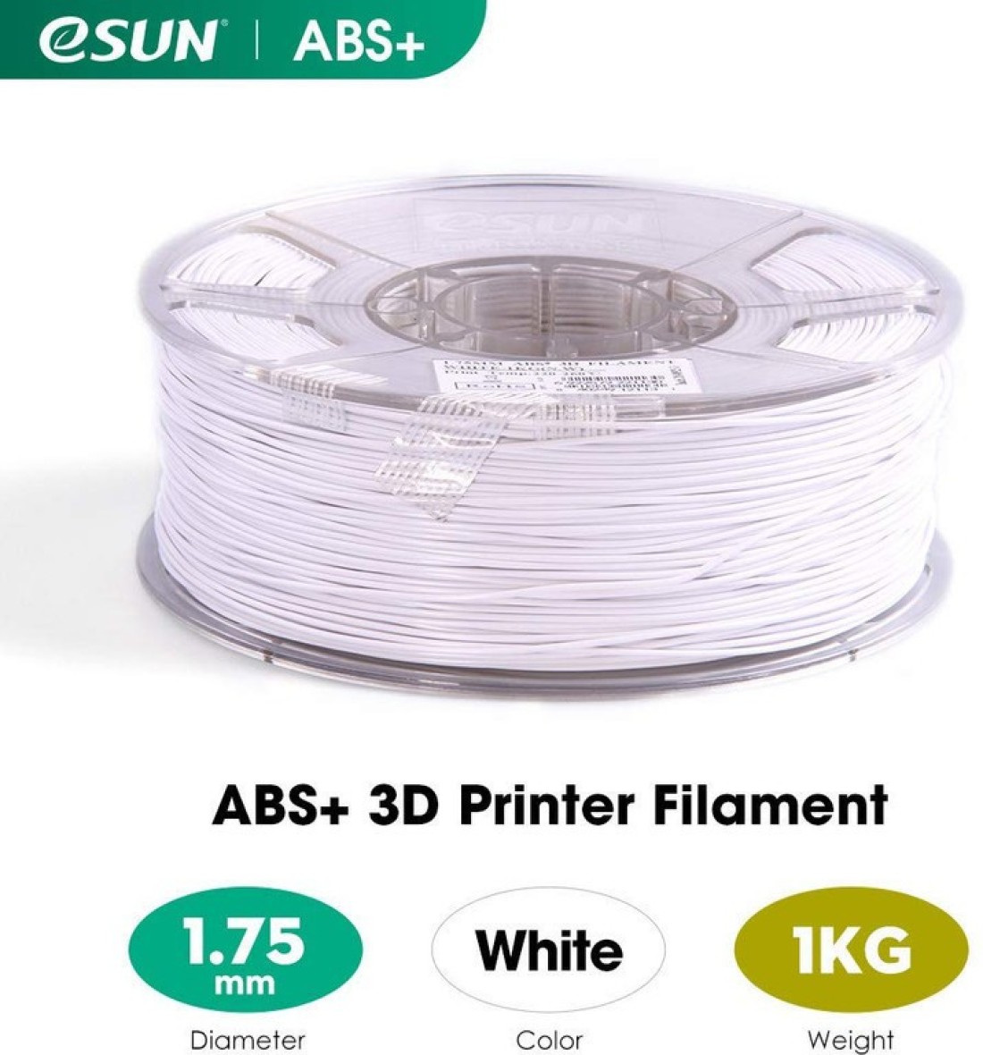 eSUN ABS+ Filament 1.75mm, ABS Plus 3D , Dimensional Accuracy +/- 0.05mm,  1KG (2.2 LBS) Spool 3D Printing Filament for 3D Printers, White Printer  Filament Price in India - Buy eSUN ABS+
