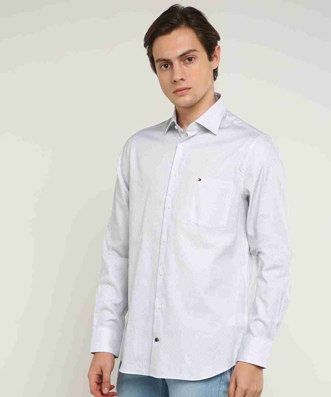 TOMMY HILFIGER Men Printed Casual White Shirt - Buy TOMMY HILFIGER Men  Printed Casual White Shirt Online at Best Prices in India