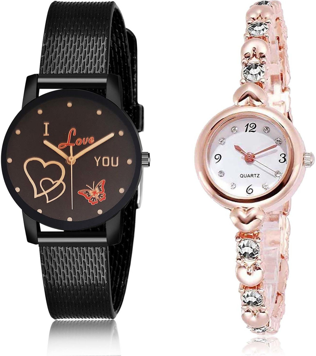 TIMENTER combo watch Analog Watch For Women Buy TIMENTER combo watch Analog Watch For Women New 3D Design I Love You And Stone 2 Watch Combo For Girls And