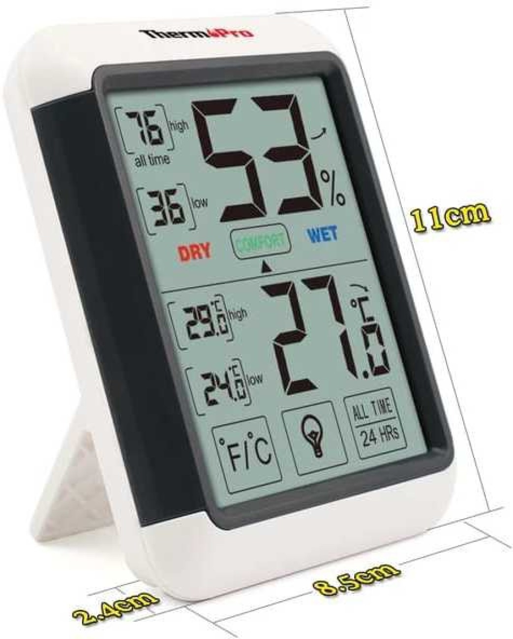 ThermoPro TP52 Digital Hygrometer Indoor Thermometer Temperature and  Humidity Gauge Monitor Room Thermometer with Backlight LCD Display in White