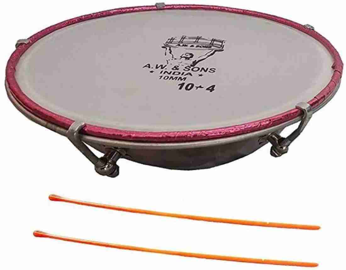 KANHA HUB Dhol Tasha Drum 10 inch 10x4 with Stick Nut Bolts