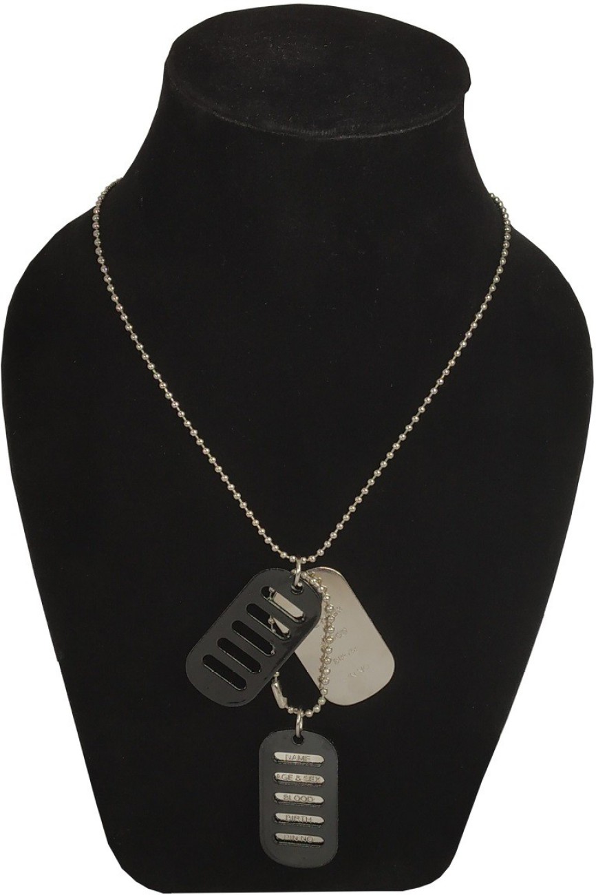 Airtick Army Dog Tag Dual Name Age Blood Sex Birth Pin No. Laser Blade  Pendant Locket Silver Metal Pendant Price in India - Buy Airtick Army Dog  Tag Dual Name Age Blood