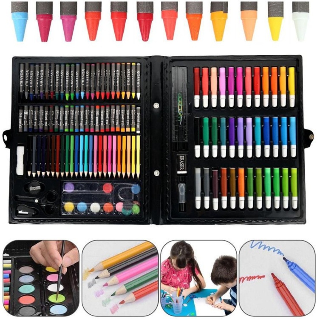 SHK Digitrade Unicorn Blue Stationery Set Art Drawing Sets,  Colored Pencil Drawing Art Marker Pen Set with Crayon Oil Paint Brush  Drawing Professional Art Set Gift for Children Kids -145