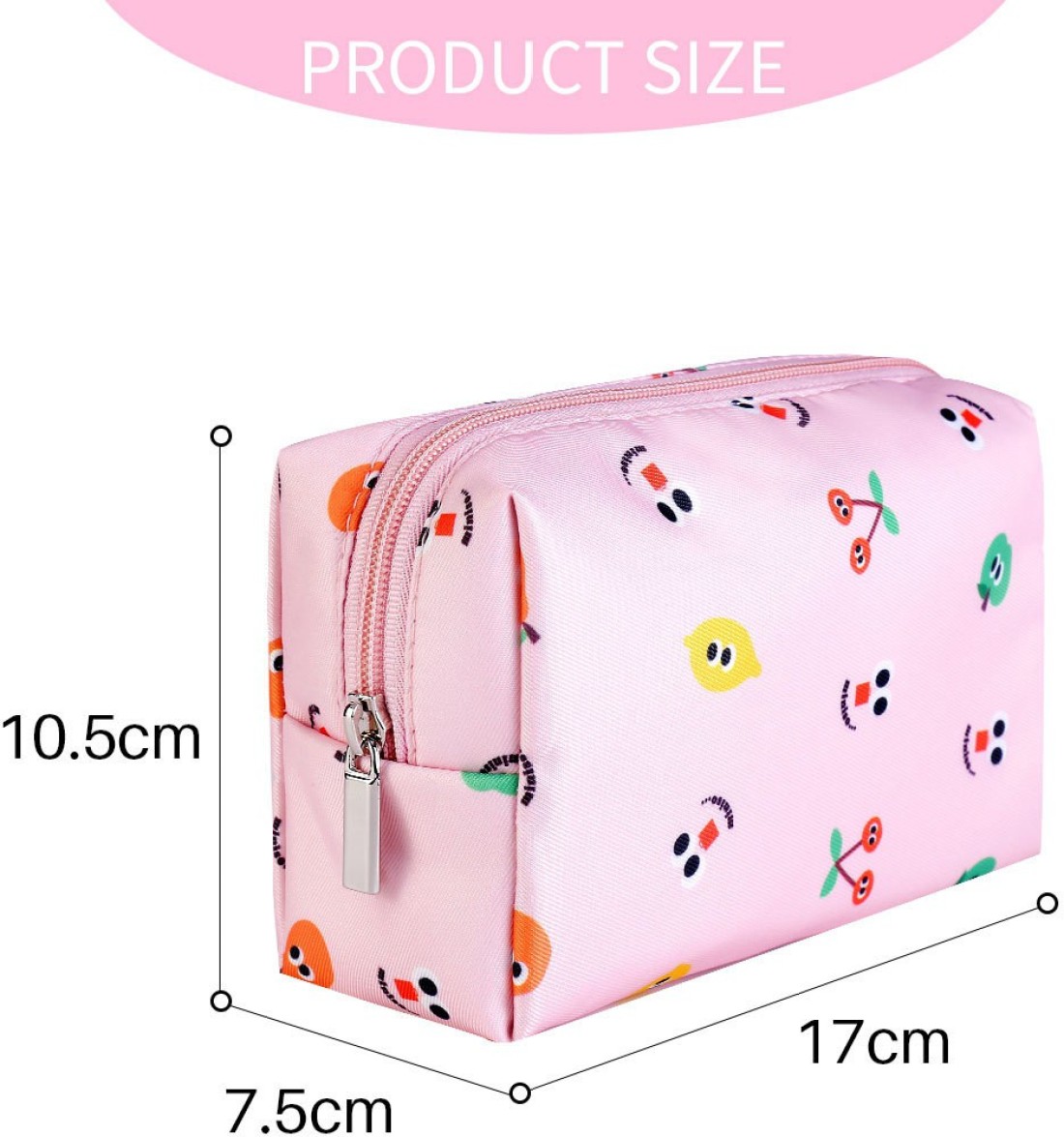 Fruity Fairy Rectangular Cosmetic Bag(Light Pink)