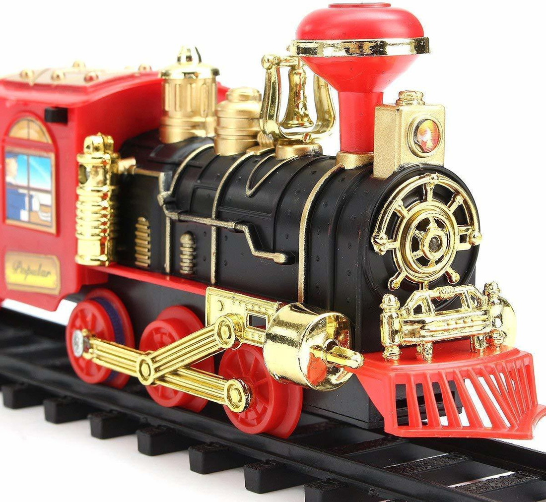 LITTLEMORE Kids Toy Train Emits Real Smoke Light Sound Track Set